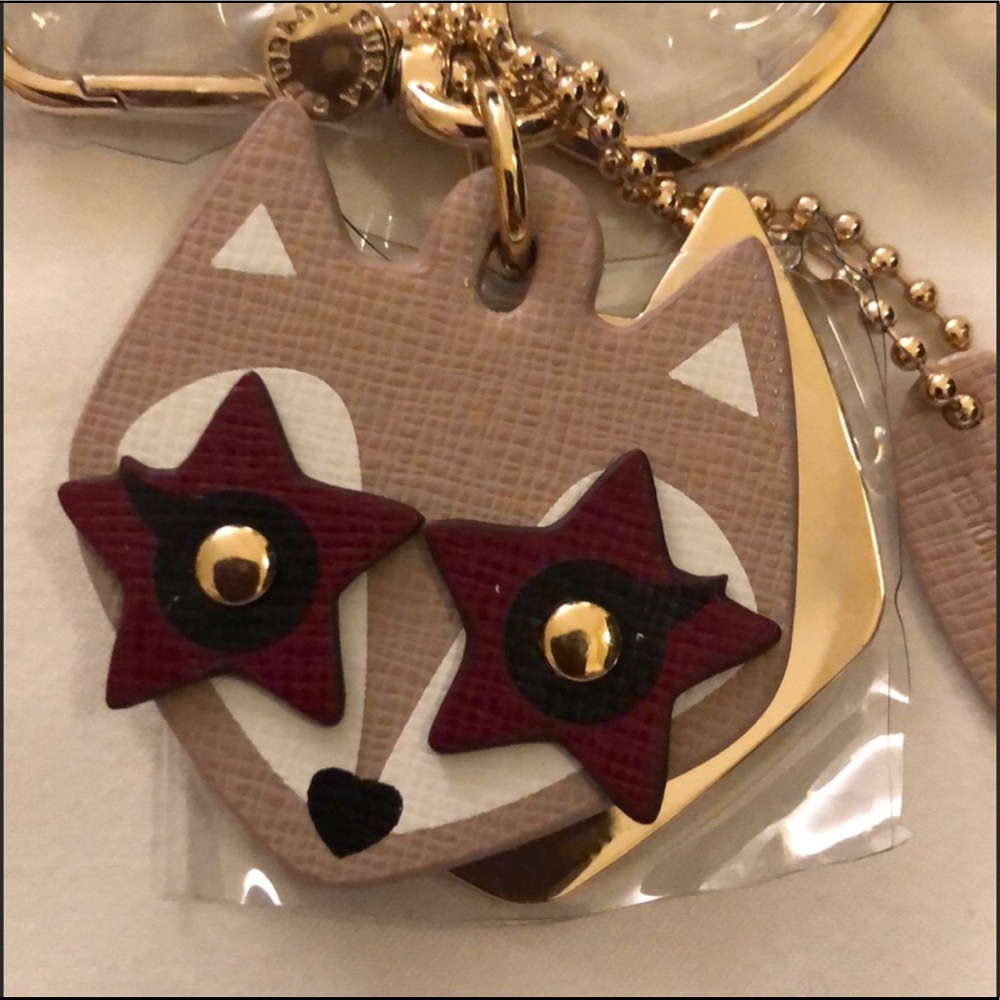 Furla FOX KEYCHAIN red star & gold eye appliqué